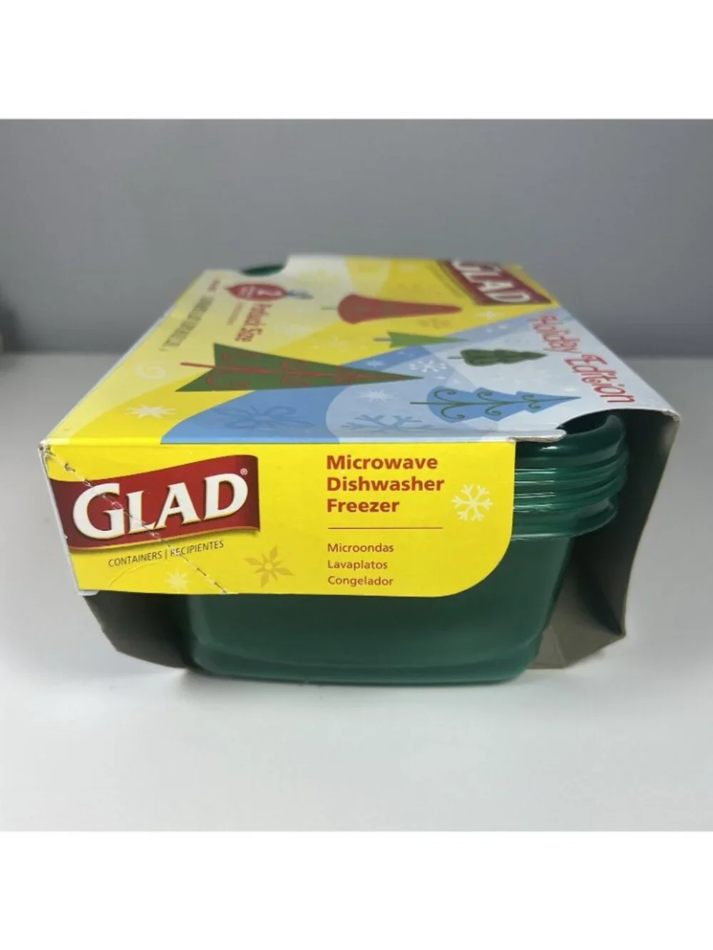 GLAD Holiday Edition Potluck Containers 10 Cup 80 Oz Green Lids Set of 2